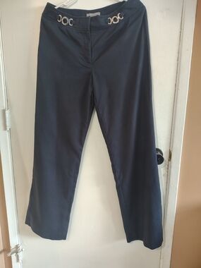 Ann Taylor Navy Wide-Leg Pants with Silver Accent Size 6